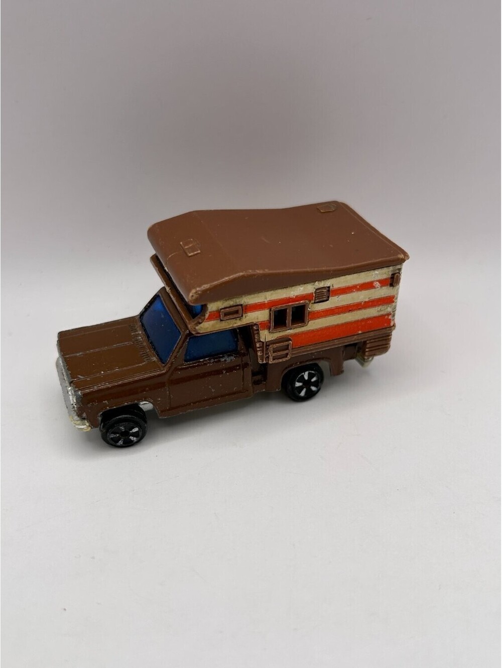 Matchbox Superfast Camper Pickup Truck Brown Orange Stripe Diecast HK Loose Used